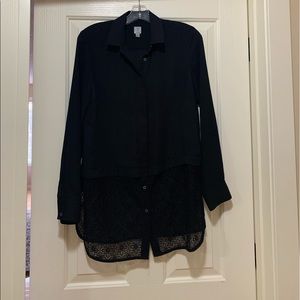 Ladies Mixed Media Tunic Blouse